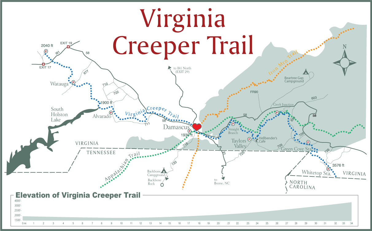 Virginia Creeper Trail Map