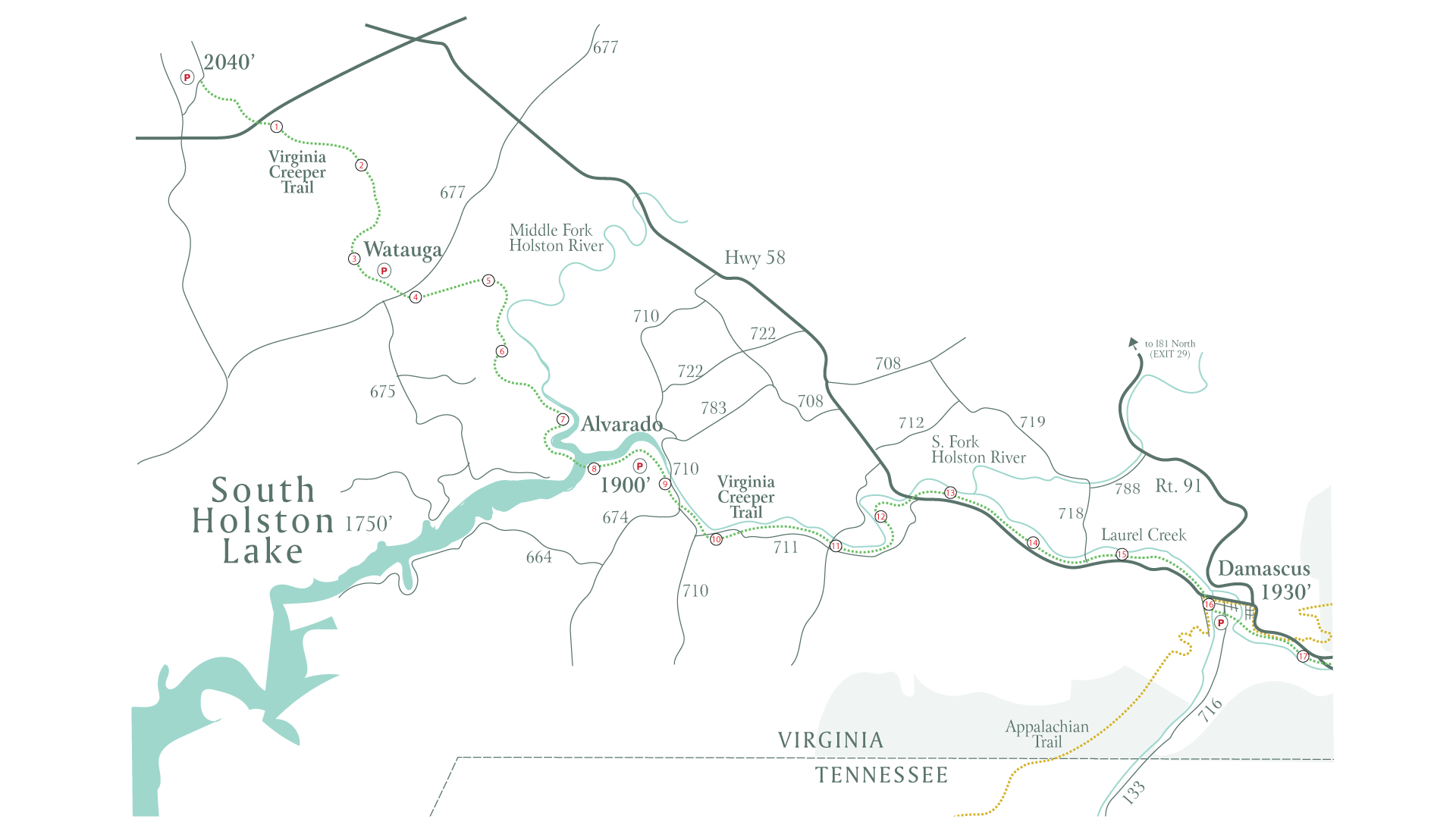Virginia Creeper Trail Maps